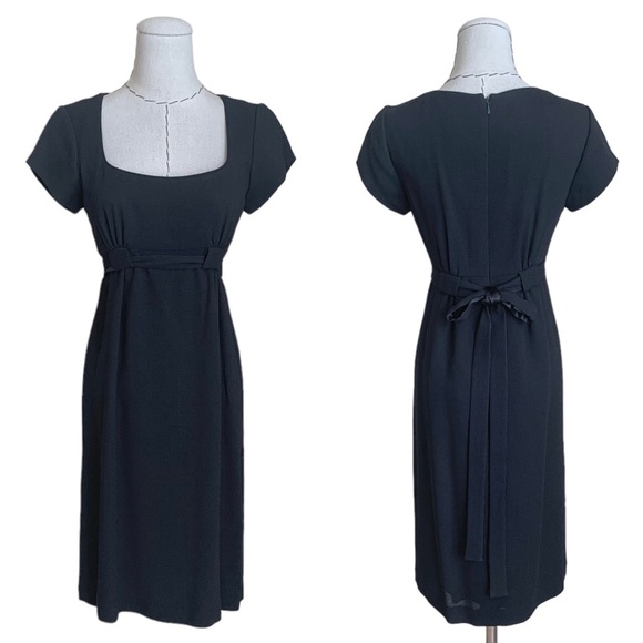 Vintage 90s Y2K Nicole Miller Black Empire Waist Dress sz 4 - Picture 1 of 13